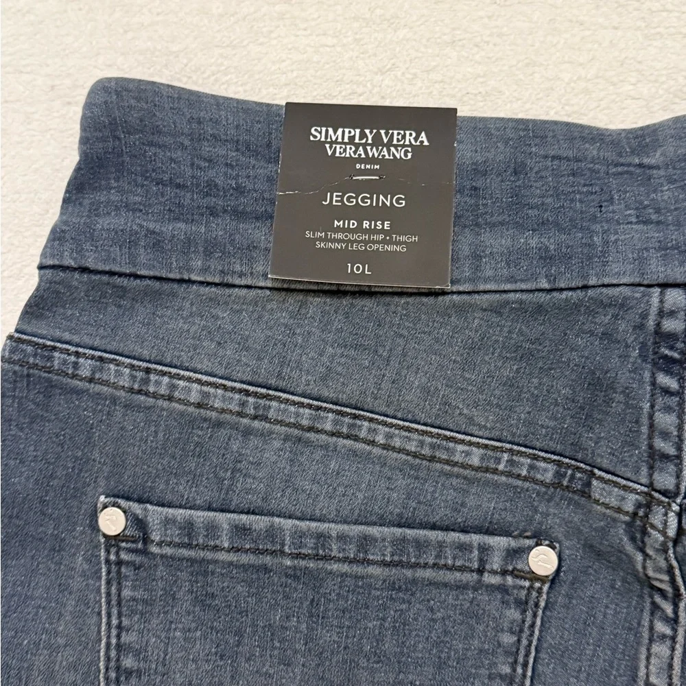 Simply Vera Vera Wang Mid Rise Denim Jeggings Medium Wash Size 10 Long